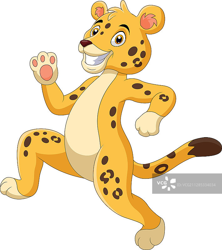 可爱的卡通猎豹奔跑图片素材
