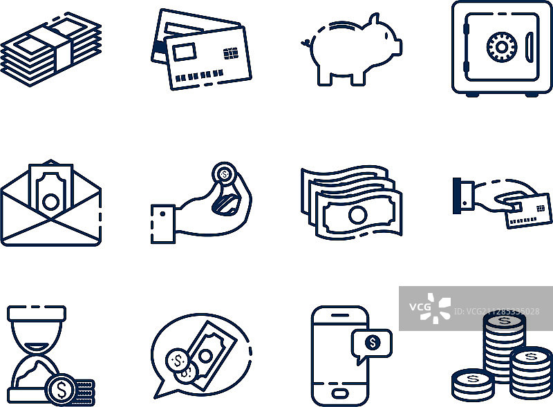 独立货币图标集设计图片素材