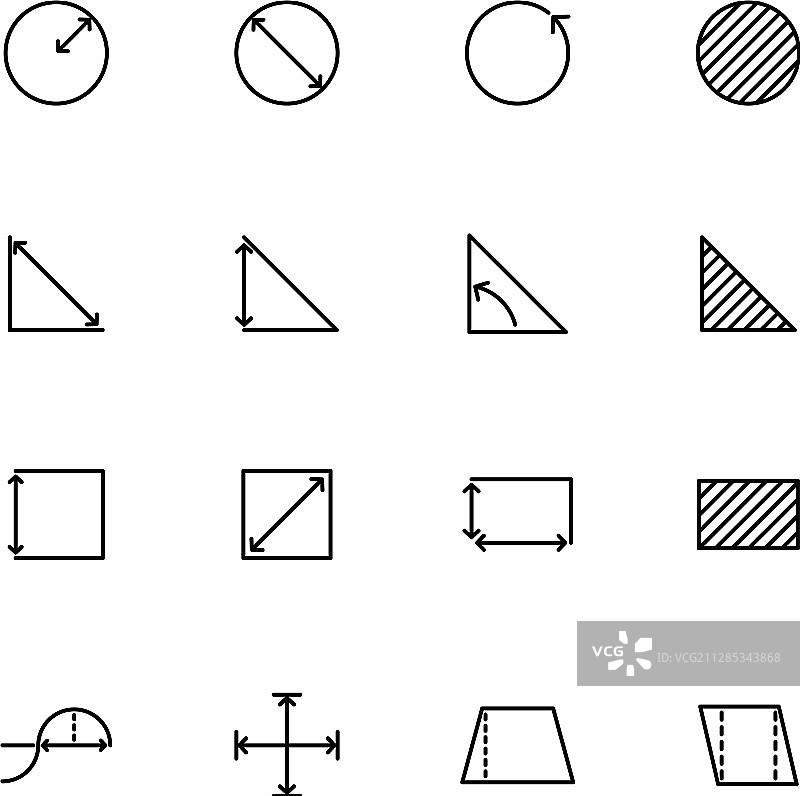 基础数学测量线性图标图片素材