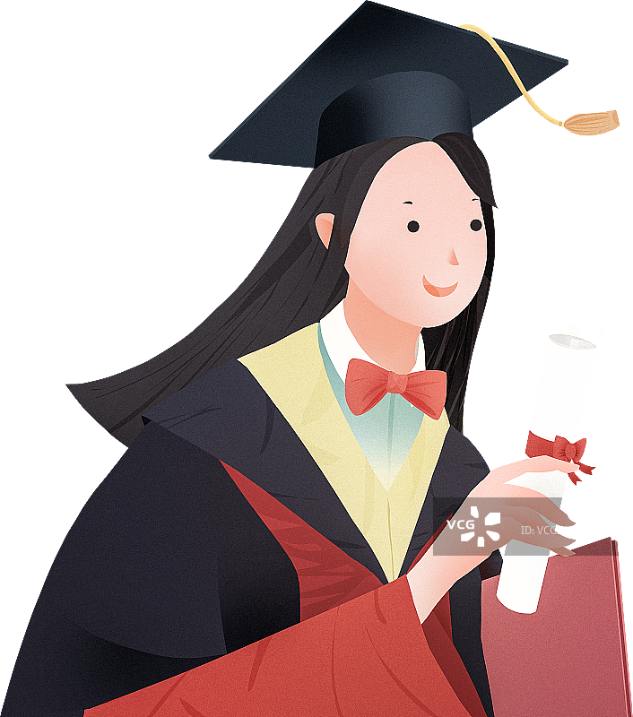 女孩博士毕业元素插画图片素材