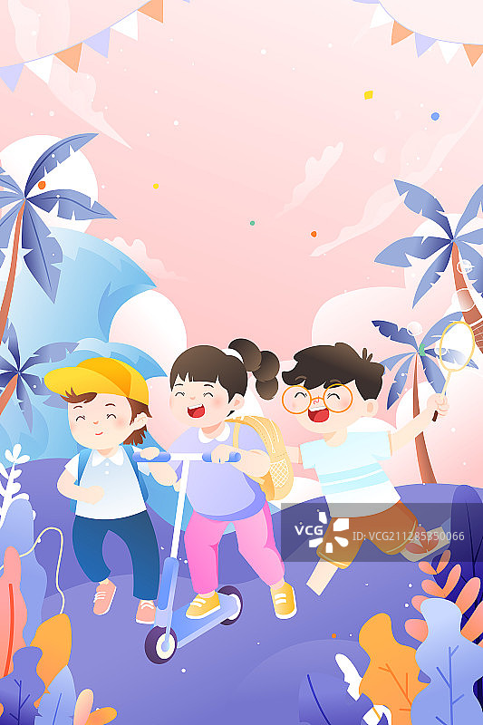 六一儿童节游乐园伙伴幼儿园小学电商促销活动矢量插画图片素材