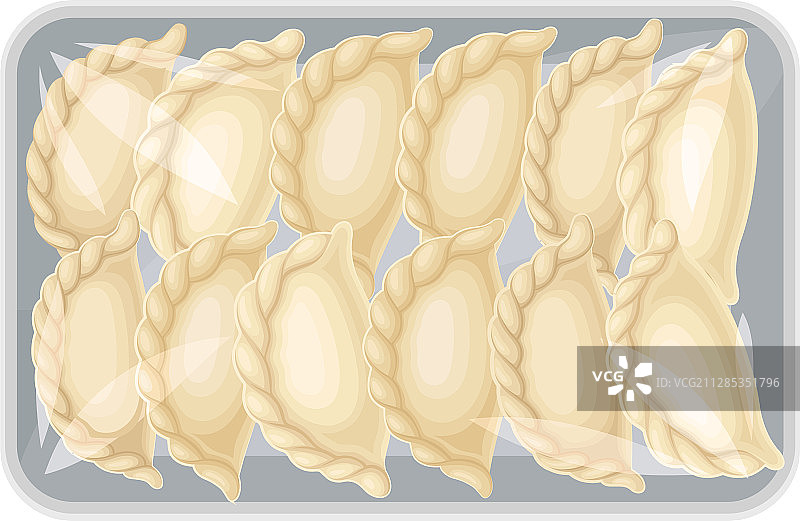 砧板上的酿馅饺子（顶视图）图片素材