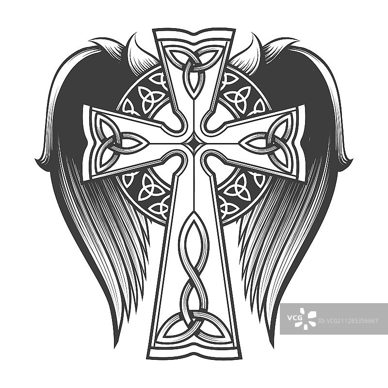 带翅膀的凯尔特十字图片素材