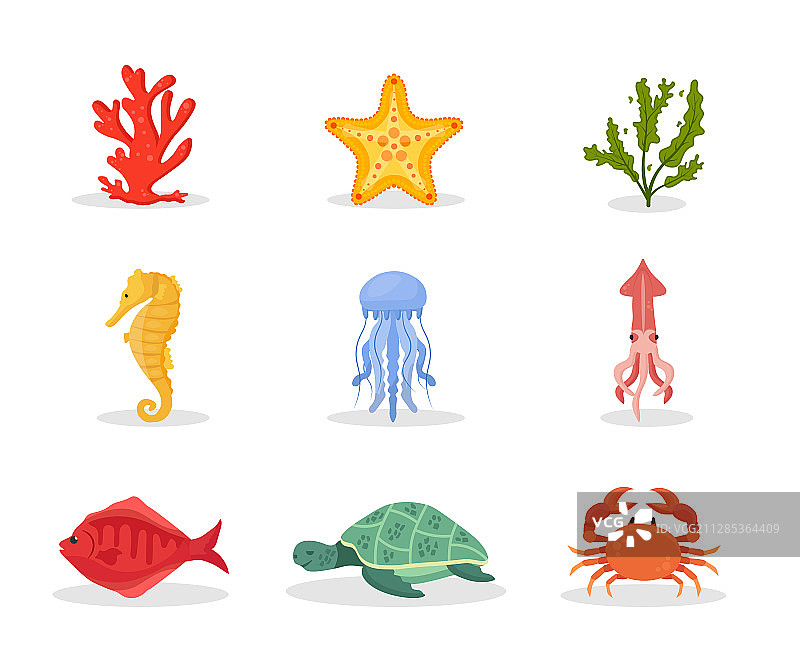 水下自然扁平化合集图片素材