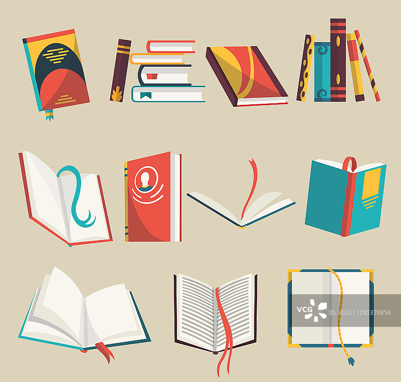 彩色书籍图标集图片素材