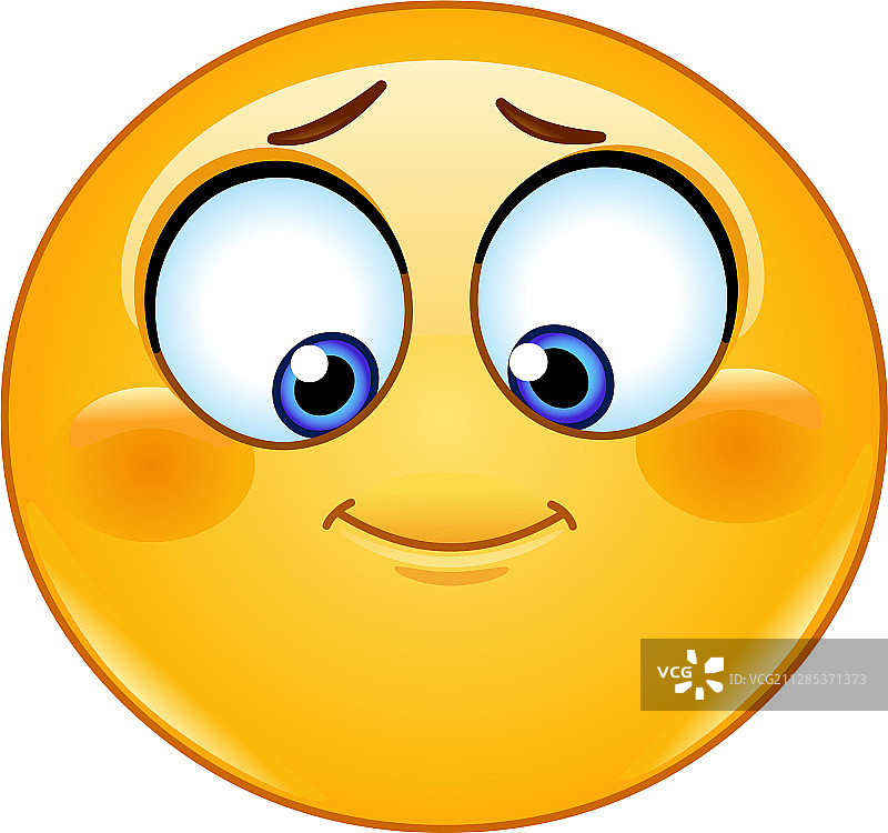 害羞的表情符号向下看图片素材