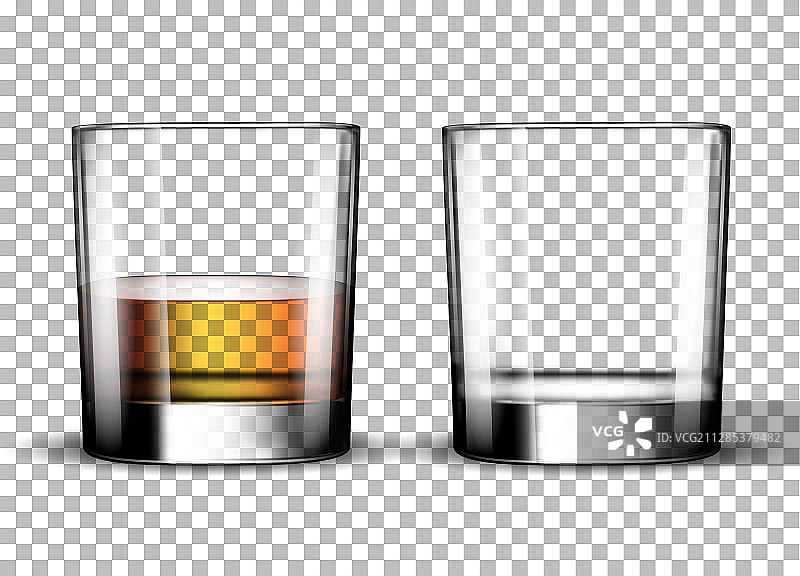 空的威士忌酒杯和满的威士忌酒杯图片素材
