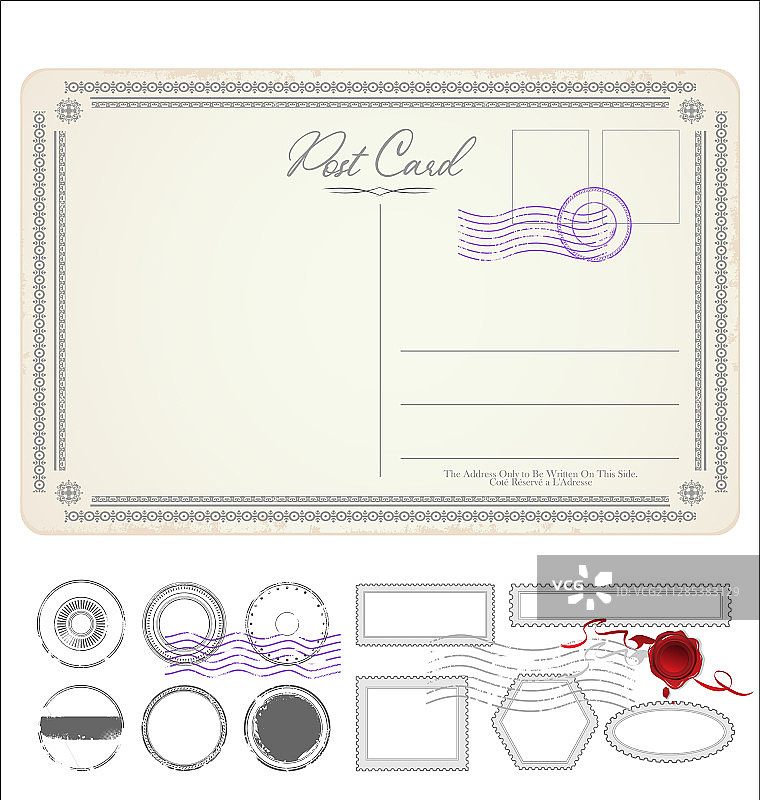 复古风格的空白明信片 0111图片素材