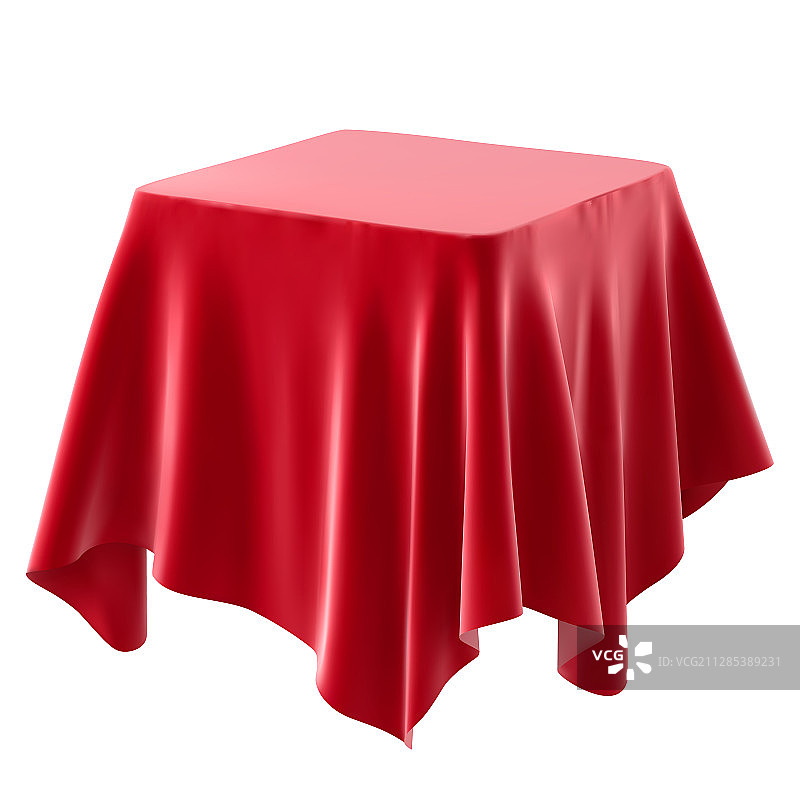 白色背景上的红色桌布图片素材