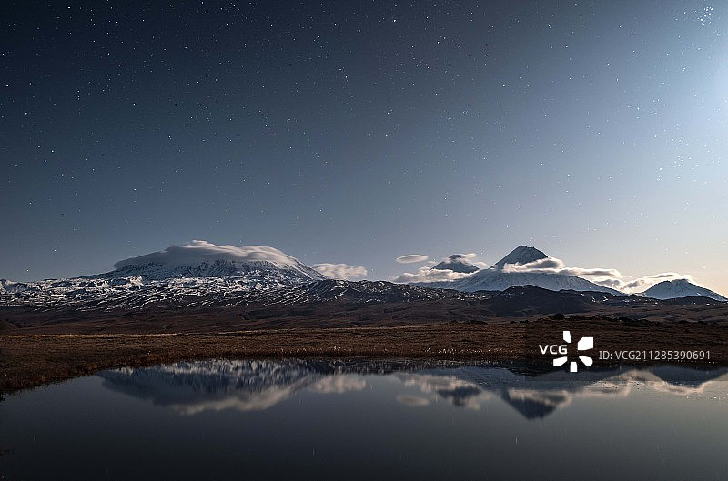 俄罗斯堪察加克柳切夫火山星空图片素材