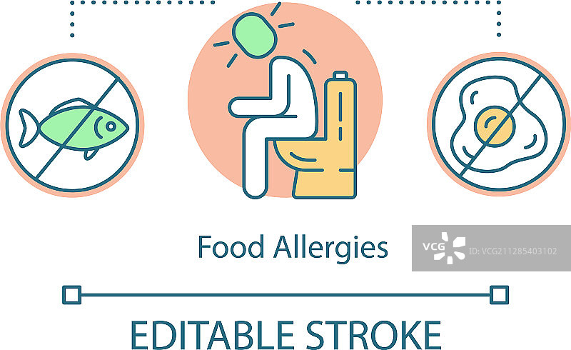 食物过敏概念图标：过敏反应图片素材