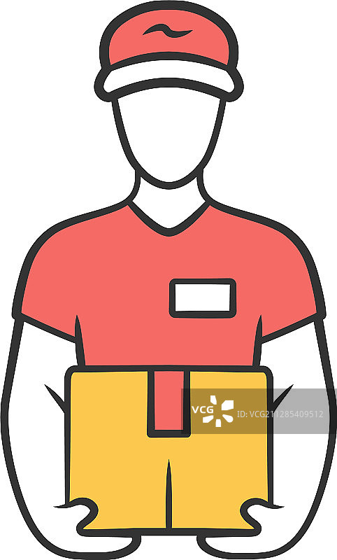 带包裹的送货员彩色图标图片素材