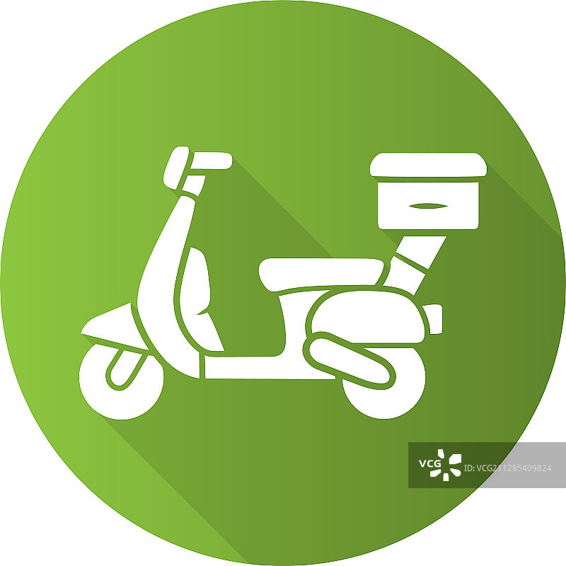 绿色扁平风长阴影配送滑板车图片素材