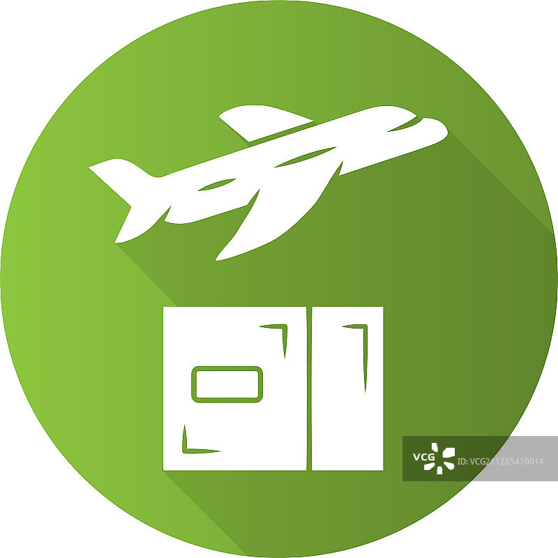 快递飞机绿色扁平化设计长阴影图片素材