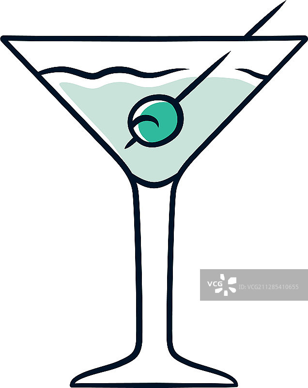 蓝色马提尼酒杯图标图片素材