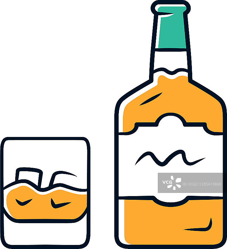 橙色威士忌酒瓶复古图标图片素材