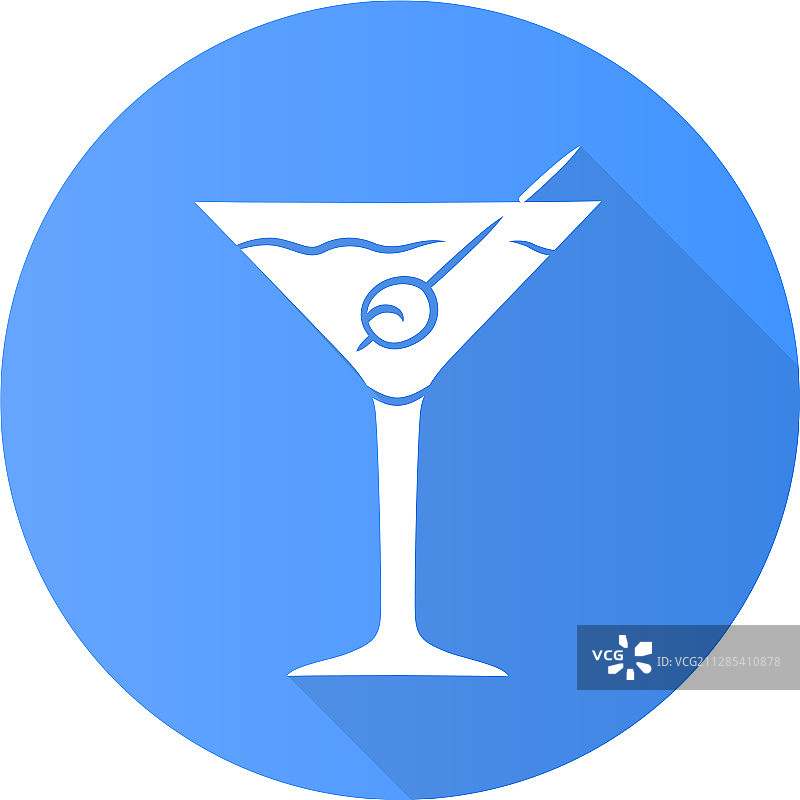 马提尼蓝色扁平风格长阴影字形图标图片素材