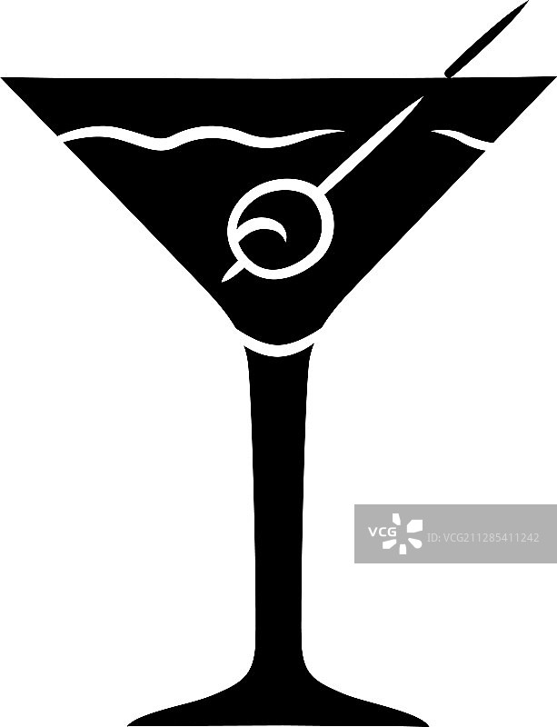 带饮料的高脚马提尼酒杯标志图标图片素材