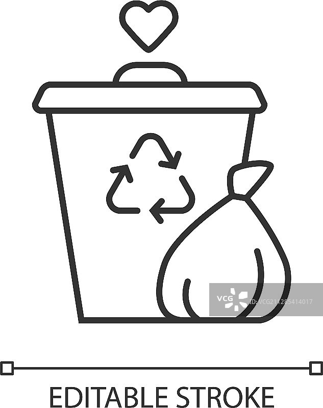 垃圾处理线性图标废物管理图片素材