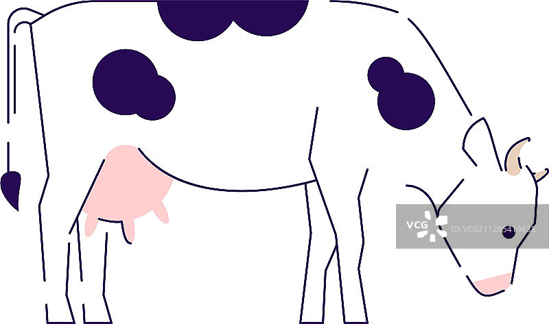 奶牛侧视图扁平牲畜养殖图片素材