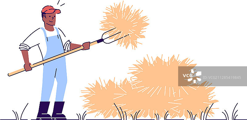 拿着草叉的农民扁平风格秋季人物图片素材