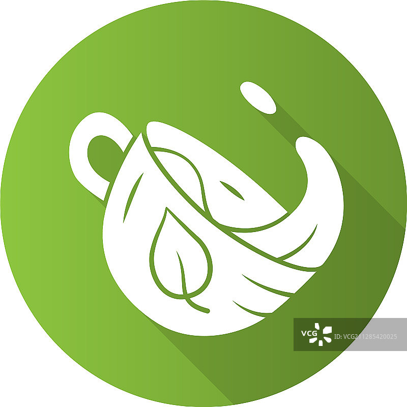 热茶长阴影标志扁平设计茶杯图片素材