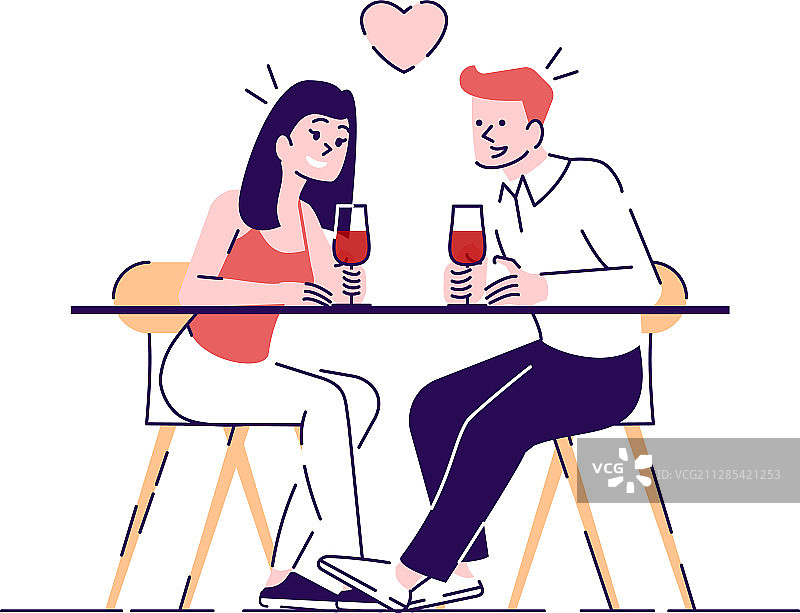男孩和女孩在咖啡馆约会图片素材