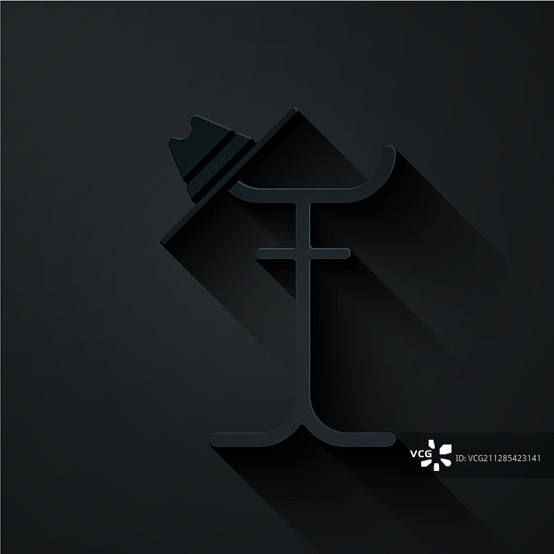 剪纸风格衣帽架图标，黑色背景图片素材