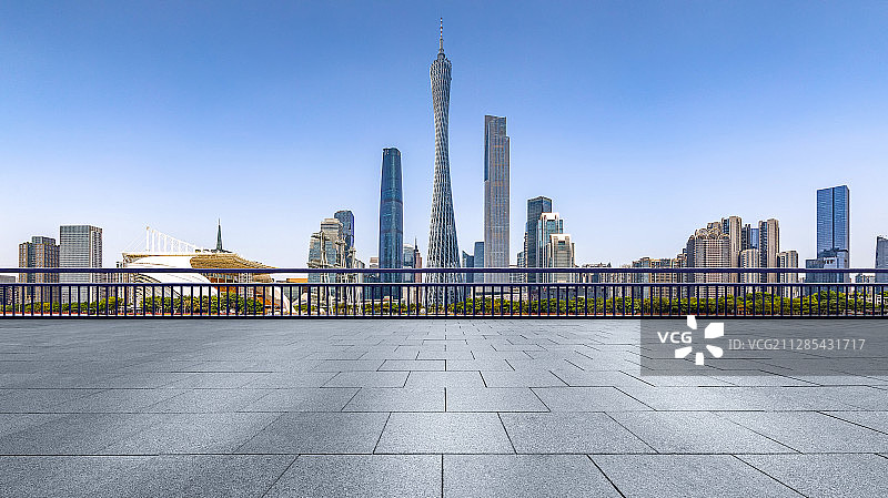 广州市区中心繁华都市风光全景城市天际线地板地面汽车广告背景图图片素材