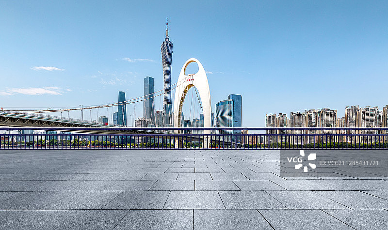 广州市区中心繁华都市风光全景城市天际线地板地面汽车广告背景图图片素材