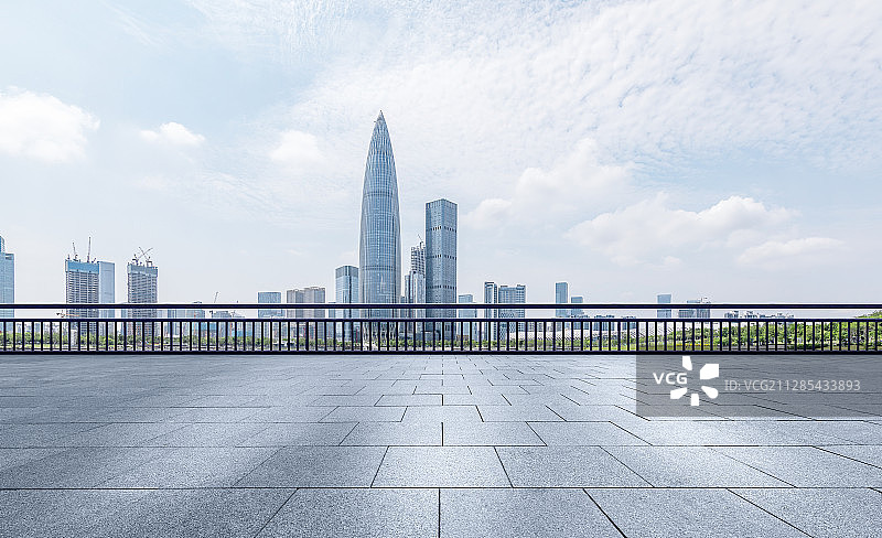深圳湾市区中心全景都市风光城市天际线地面地板汽车广告背景图图片素材