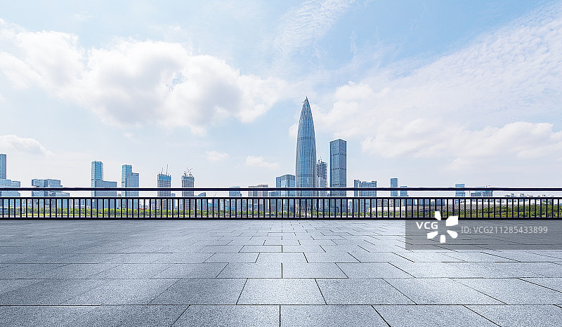 深圳湾市区中心全景都市风光城市天际线地面地板汽车广告背景图图片素材