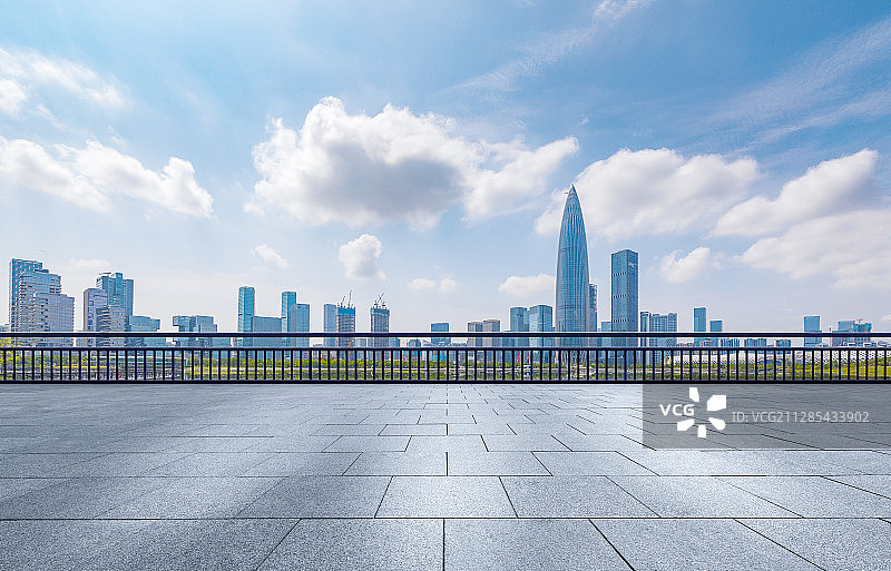 深圳湾市区中心全景都市风光城市天际线地面地板汽车广告背景图图片素材