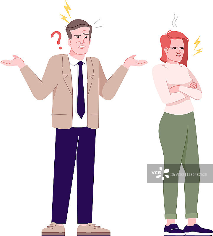 情侣争吵扁平家庭关系图片素材