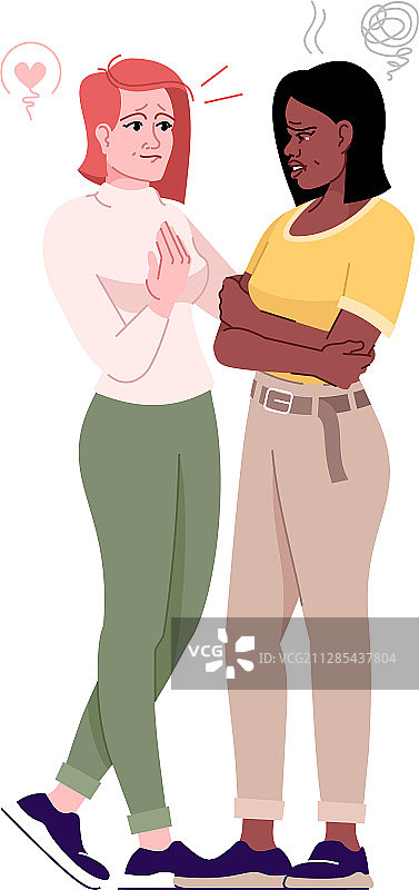 扁平风格争吵后道歉与支持图片素材