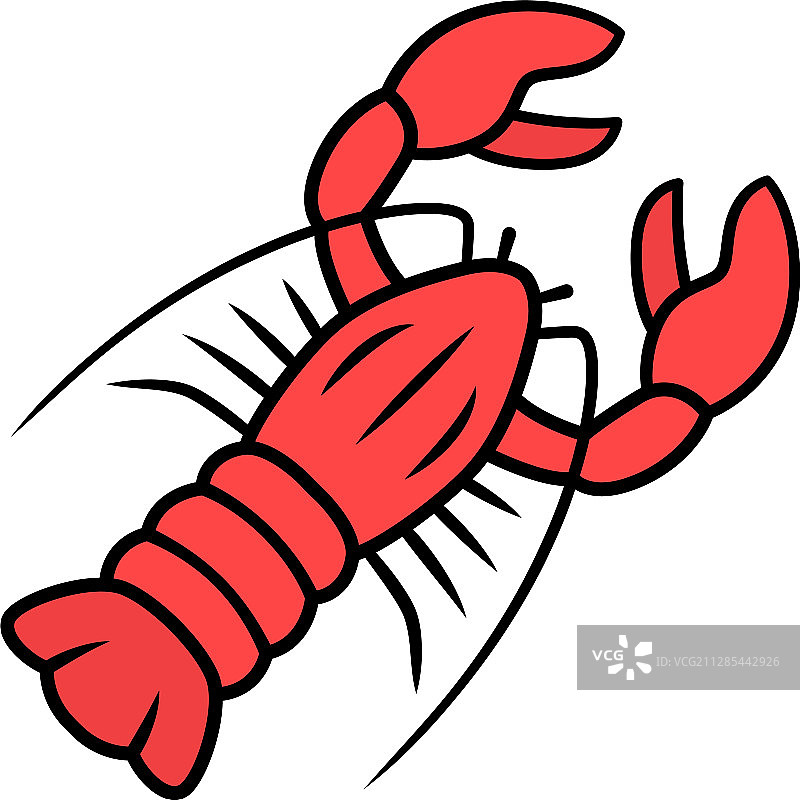 红色龙虾图标海鲜餐厅菜单图片素材