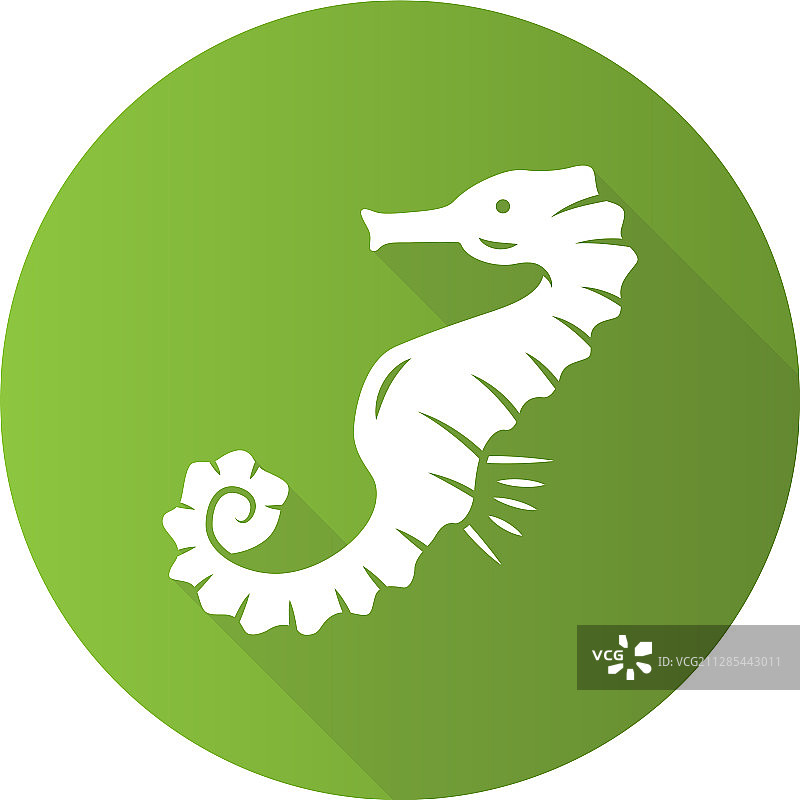 海马绿色扁平风格长阴影标志图片素材