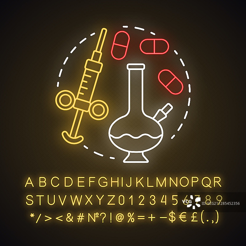 滥用药物霓虹灯概念图标图片素材