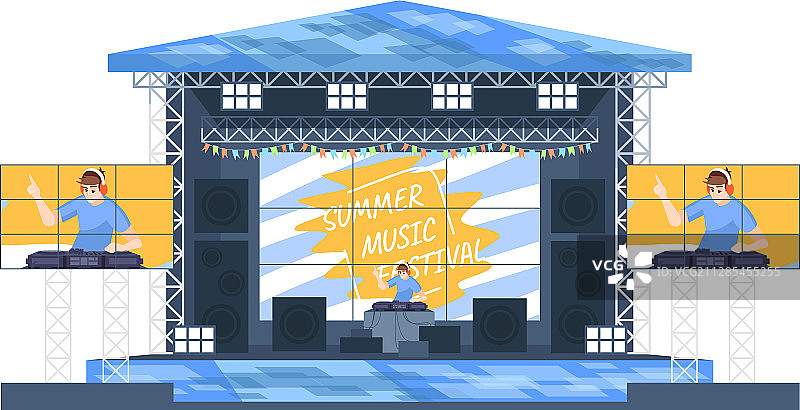 夏季DJ音乐节扁平电子元素图片素材