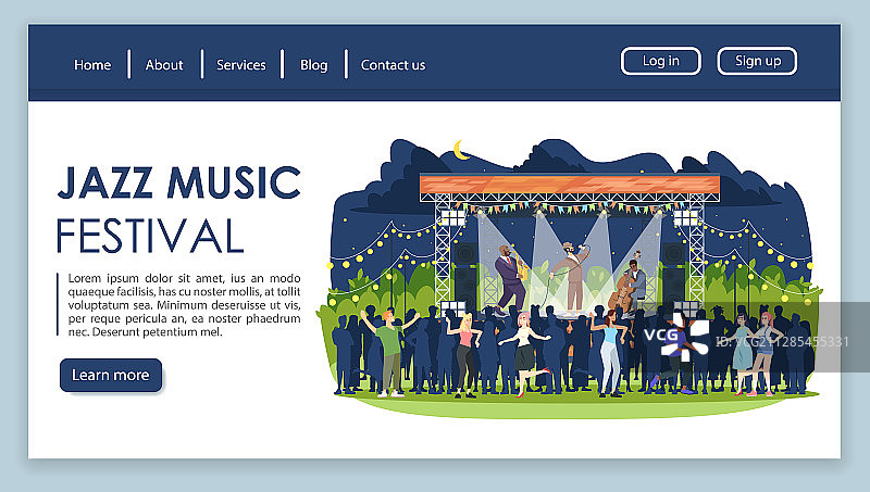 爵士音乐节着陆页模版夜晚图片素材