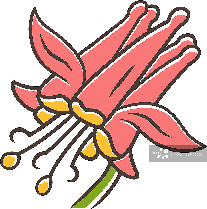 深红色耧斗菜彩色图标图片素材