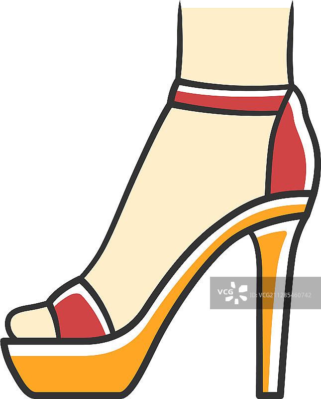 红色踝带高跟鞋图标（女士）图片素材