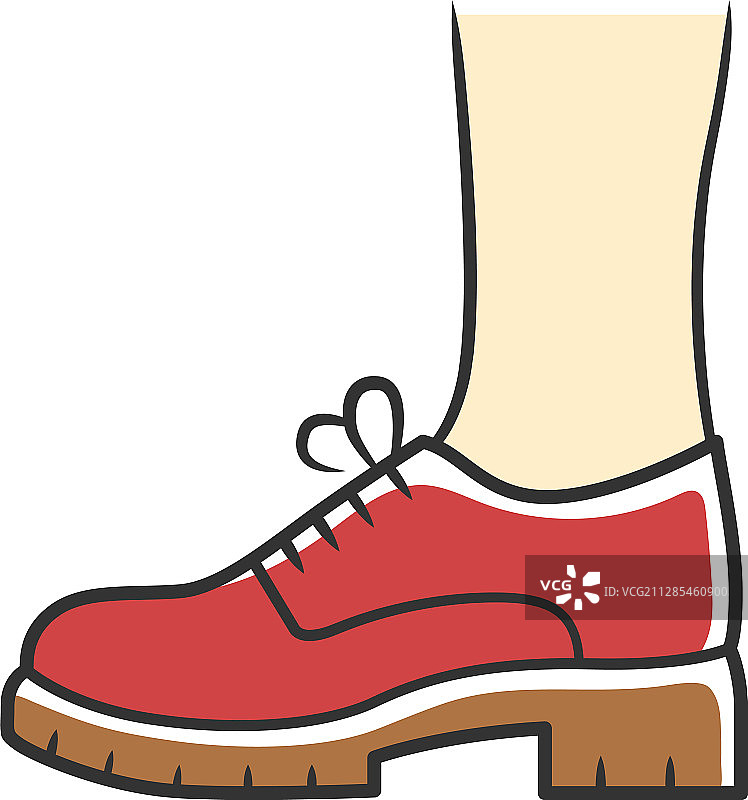 红色厚底布洛克鞋图标：女士潮流牛津鞋图片素材