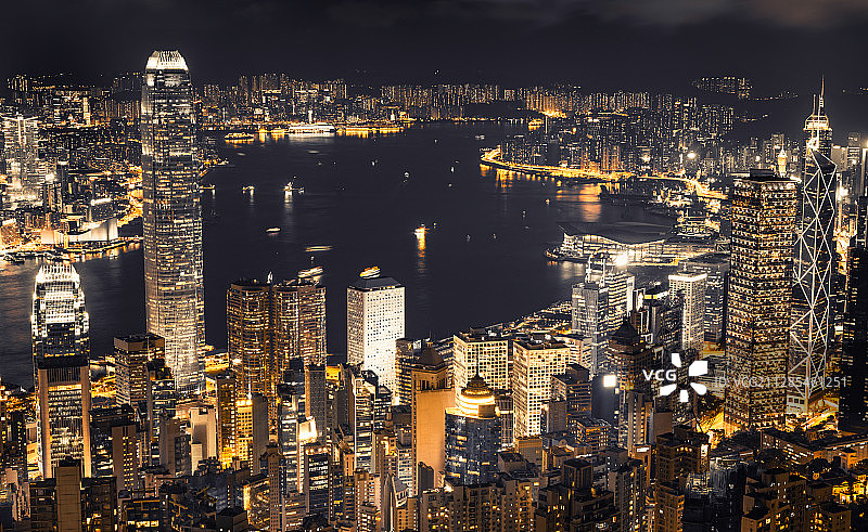 维多利亚港夜景图片素材