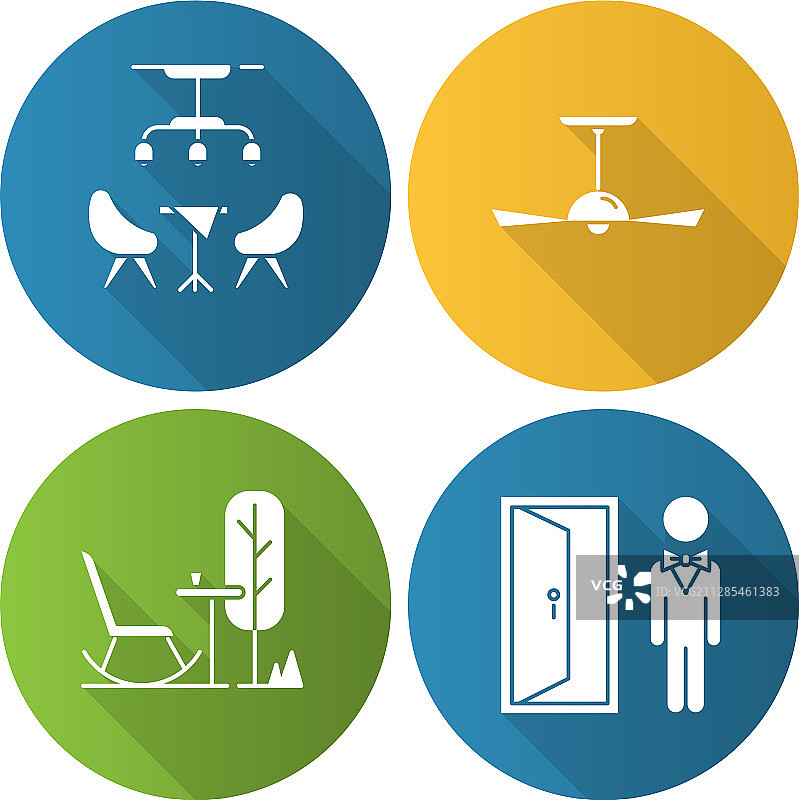 公寓设施扁平设计长阴影字形图片素材