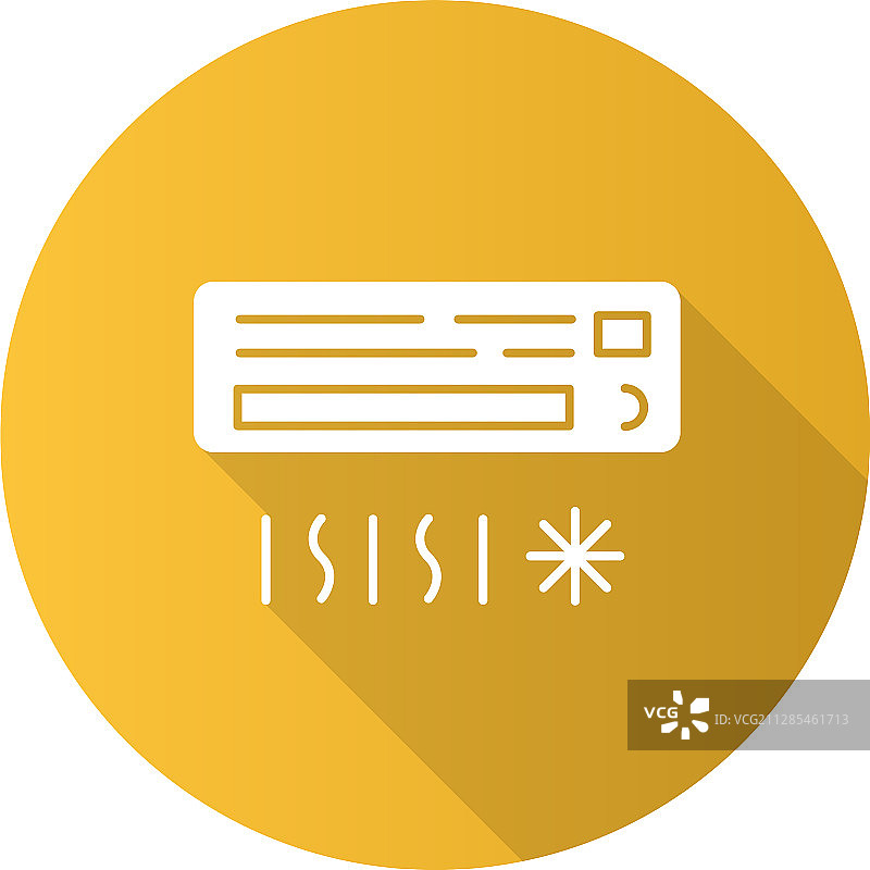 黄色扁平设计空调系统长投影图片素材