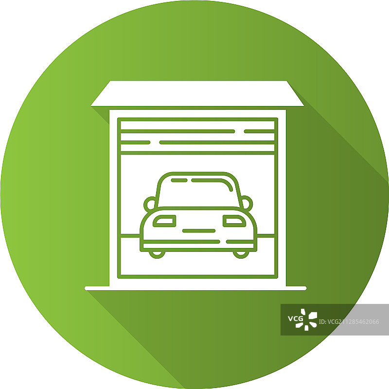 车库停车绿色扁平设计长阴影图片素材