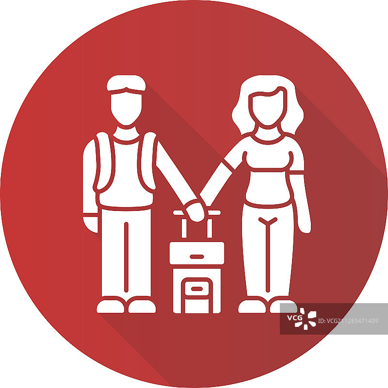 红色扁平风格的移民家庭图片素材