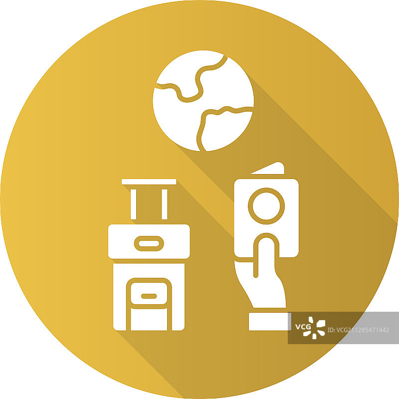 黄色扁平化移民长阴影字形设计图片素材