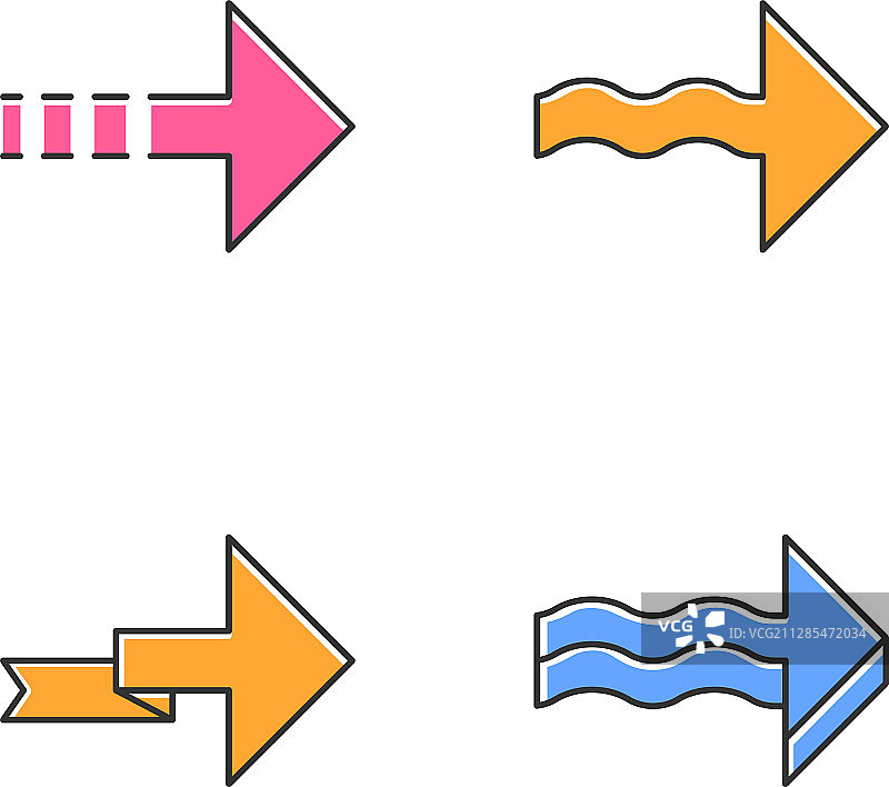 前进箭头彩色图标虚线波浪线图片素材